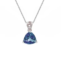 10K White Gold 5mm Trillion Cut Created Alexandrite Birthstone Necklace - 18 Inches