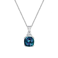 10K White Gold 1.00cttw Created Alexandrite & 0.01cttw Diamond Pendant, 17"