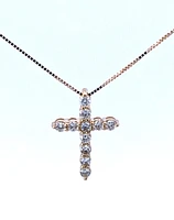 10K Yellow Gold 0.25 cttw Diamond Cross Pendant, 18"