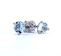 10K White Gold 5mm Aquamarine Stud Earrings with Butterfly Backs