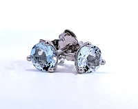 10K White Gold 5mm Aquamarine Stud Earrings with Butterfly Backs