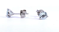 10K White Gold 5mm Aquamarine Stud Earrings with Butterfly Backs