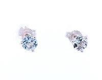 10K White Gold 5mm Aquamarine Stud Earrings with Butterfly Backs