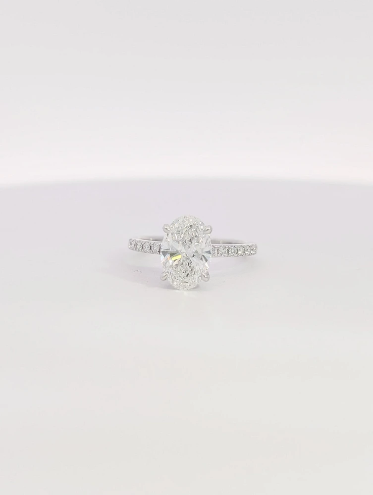 14K Gold Lab Grown Oval Diamond Engagement Ring - 4 /