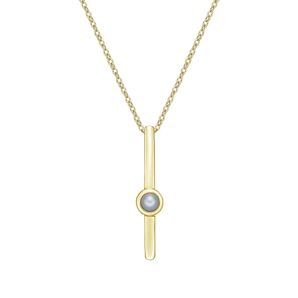 10K Yellow Gold Bezel-set Freshwater Pearl pendant (no chain)