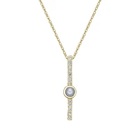10K Yellow Gold Bezel-set Freshwater Pearl pendant with diamonds (no chain)