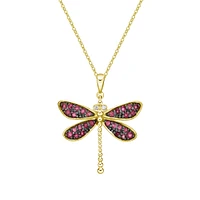 10K Yellow Gold Ruby & diamond dragonfly pendant