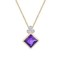 10K Yellow Gold Amethyst and Diamond Necklace