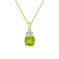 10K Yellow Gold Half channel-set Peridot Pendant with Diamond accent