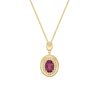 14K Yellow Gold Brushed Ruby & Diamond pendant