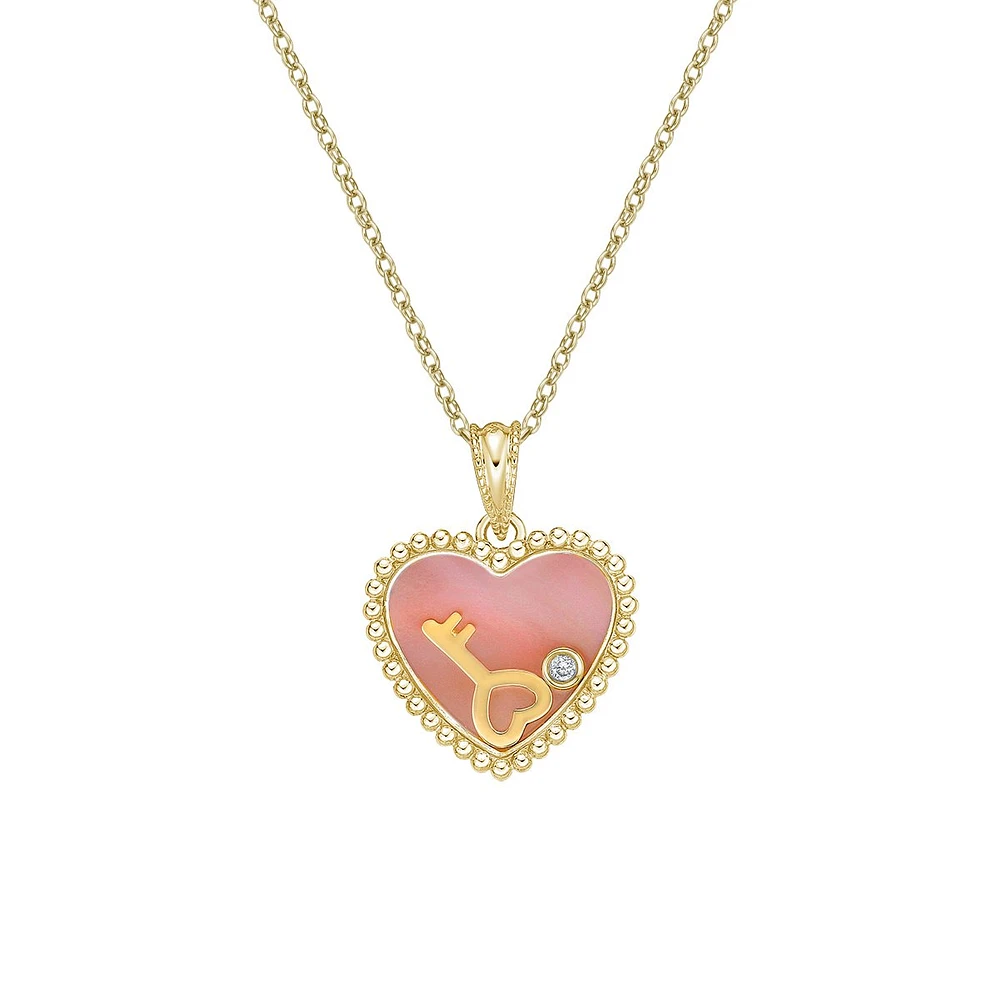 10K Yellow Gold Floating Heart Diamond Pendant