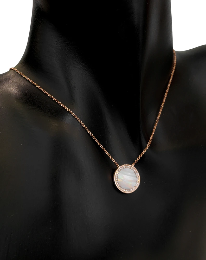 14K Rose Gold 0.11 cttw Diamond and Mother of Pearl Pendant