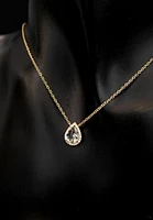 14K Yellow Gold Aquamarine and 0.06cttw Diamond Pendant - 18"