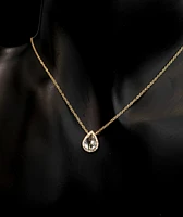 14K Yellow Gold Aquamarine and 0.06cttw Diamond Pendant - 18"