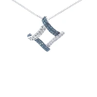 10K White Gold cttw Blue Diamond Pendant
