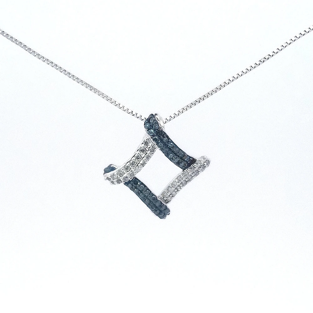 10K White Gold cttw Blue Diamond Pendant