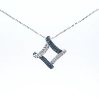 10K White Gold cttw Blue Diamond Pendant