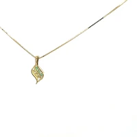 10K Yellow Gold 0.045 cttw Diamond and Emerald Pendant, 18"