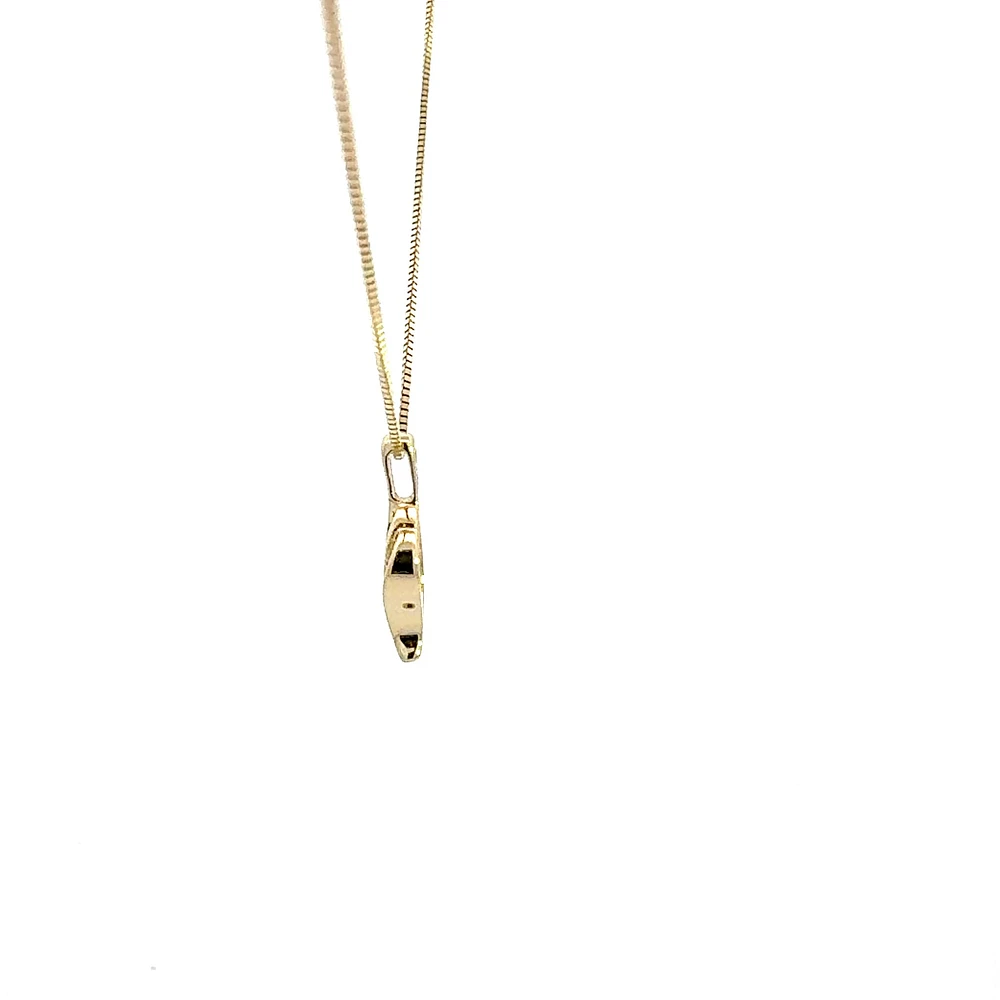 10K Yellow Gold 0.045 cttw Diamond and Emerald Pendant, 18"