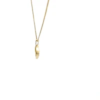 10K Yellow Gold 0.045 cttw Diamond and Emerald Pendant, 18"