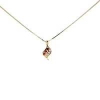 10K Yellow Gold 0.045 cttw Diamond and Ruby Pendant, 18"