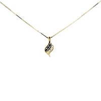 10K Yellow Gold 0.045 cttw Diamond and Sapphire Pendant, 18"