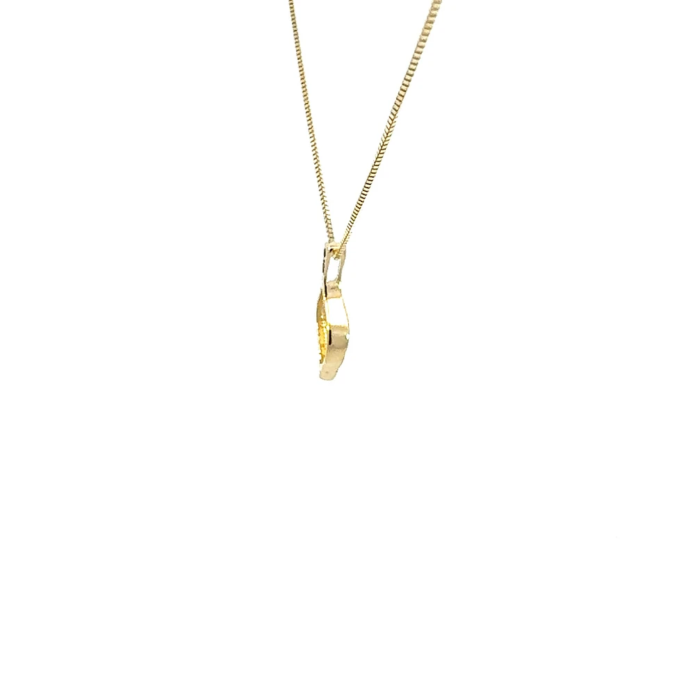 10K Yellow Gold 0.045 cttw Diamond and Sapphire Pendant, 18"