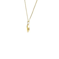 10K Yellow Gold 0.045 cttw Diamond and Sapphire Pendant, 18"