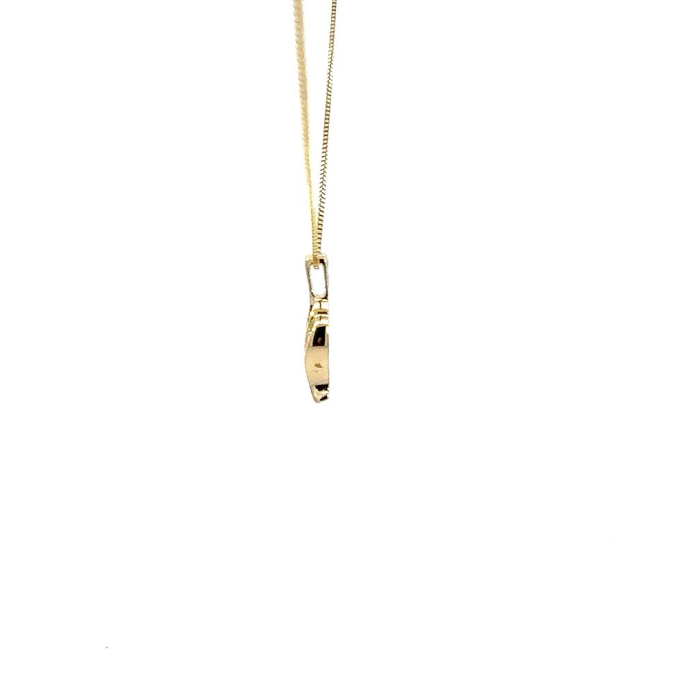 10K Yellow Gold 0.045 cttw Diamond and Sapphire Pendant, 18"
