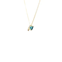 10K Yellow Gold London Blue Topaz and Diamond Pendant, 18"