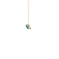 10K Yellow Gold London Blue Topaz and Diamond Pendant, 18"