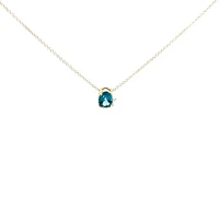 10K Yellow Gold London Blue Topaz and Diamond Pendant, 18"