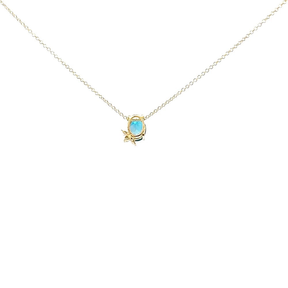10K Yellow Gold London Blue Topaz and Diamond Pendant, 18"