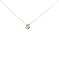 10K Yellow Gold London Blue Topaz and Diamond Pendant, 18"