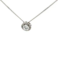 10K White Gold 0.63cttw Lab Grown Diamond Halo Necklace - 18 Inches