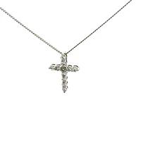 10K White Gold 0.25cttw Lab Grown Diamond  Cross Necklace - 18 Inches