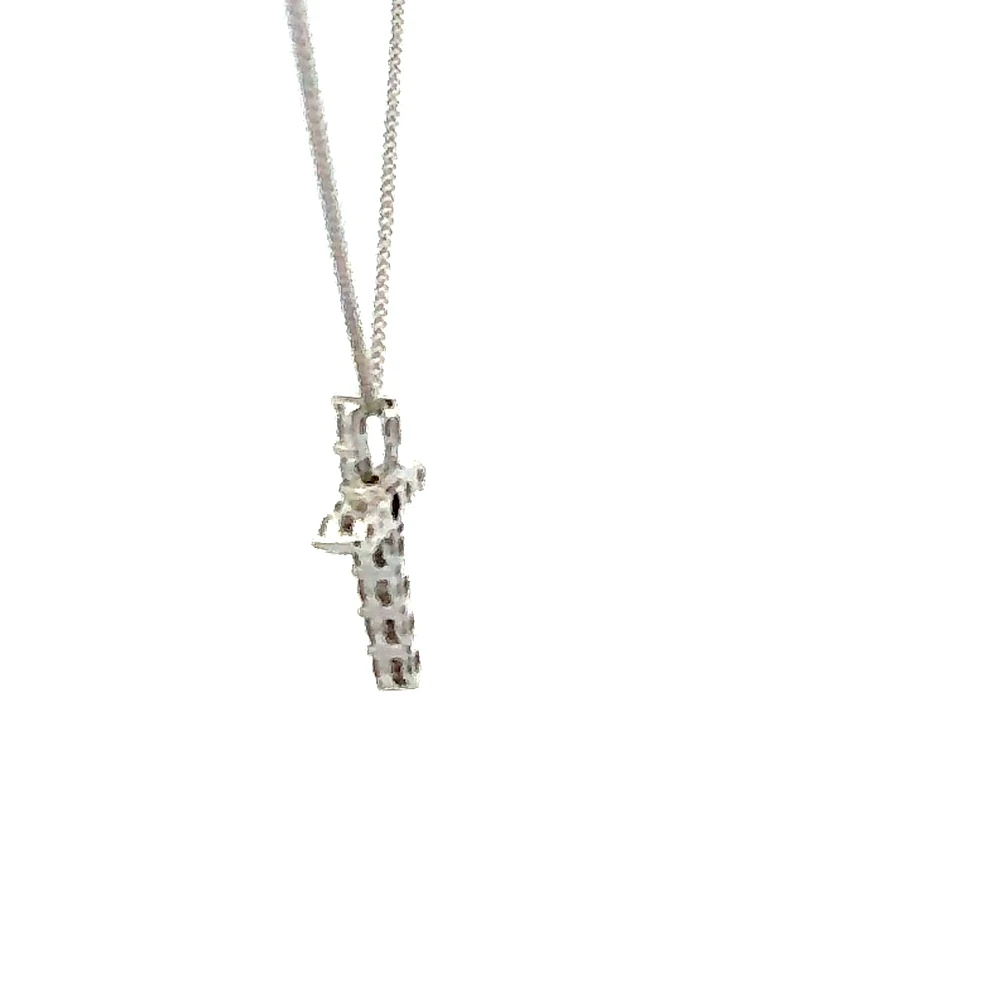 10K White Gold 0.25cttw Lab Grown Diamond  Cross Necklace - 18 Inches