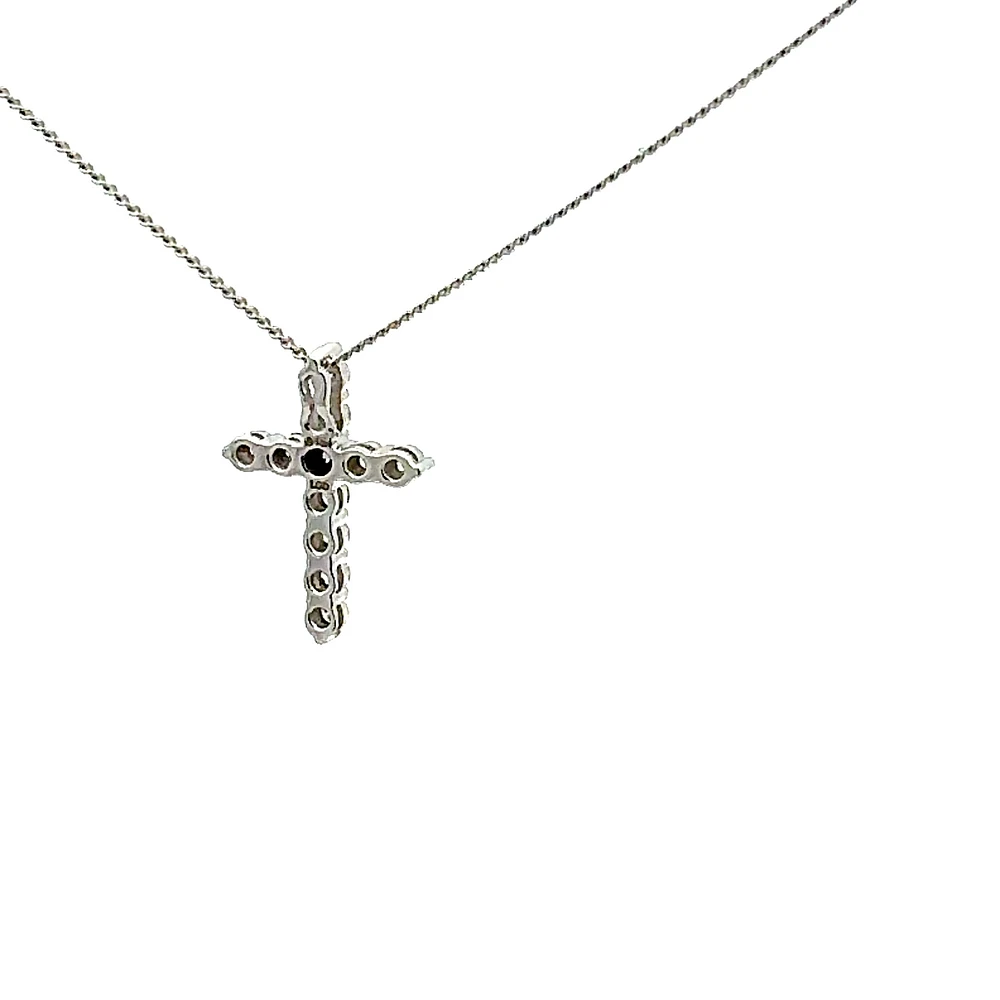 10K White Gold 0.25cttw Lab Grown Diamond  Cross Necklace - 18 Inches