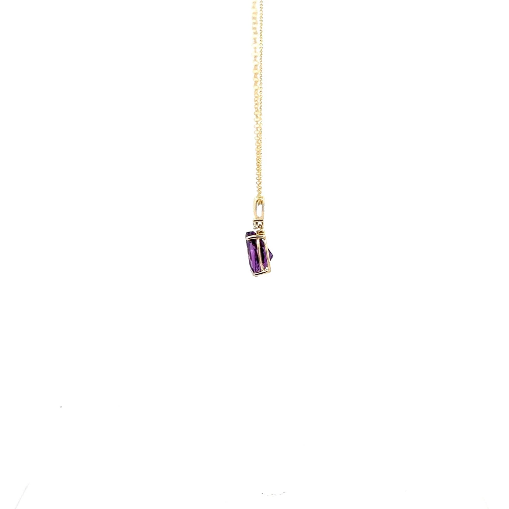10K Yellow Gold Amethyst and Canadian Diamond Pendant