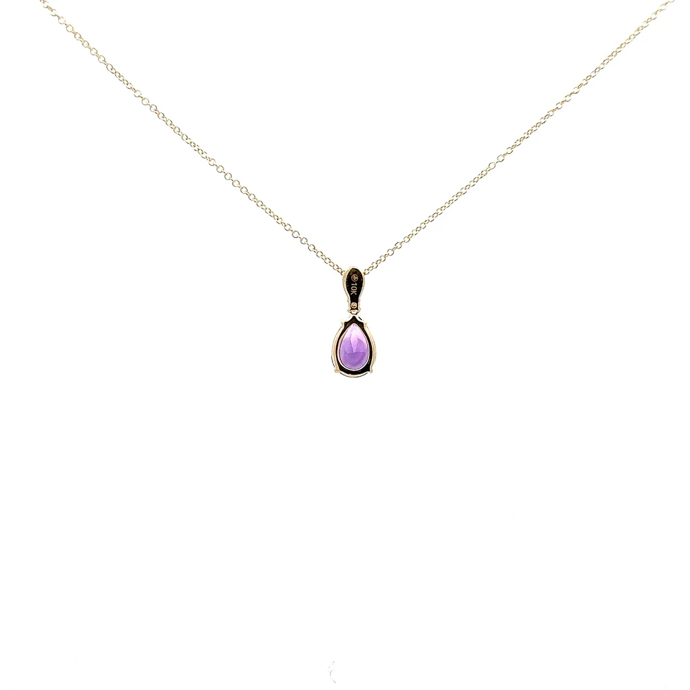 10K Yellow Gold Amethyst and Canadian Diamond Pendant