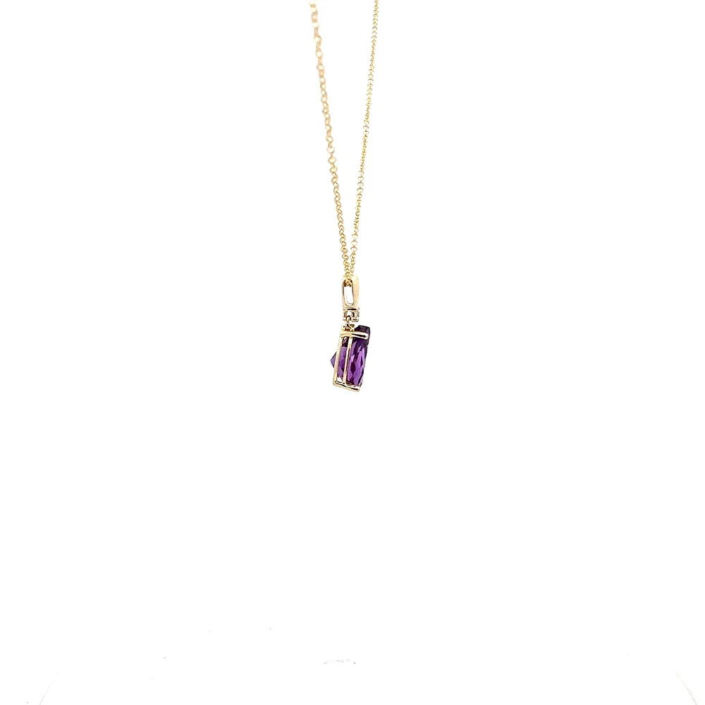 10K Yellow Gold Amethyst and Canadian Diamond Pendant
