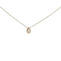 10K Lab Grown Diamond Bezel Set Necklace - Gold / Pear