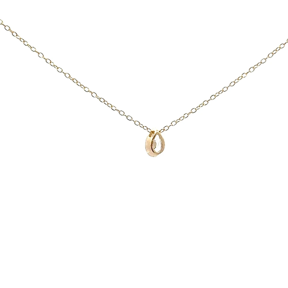 10K Lab Grown Diamond Bezel Set Necklace - Gold / Pear