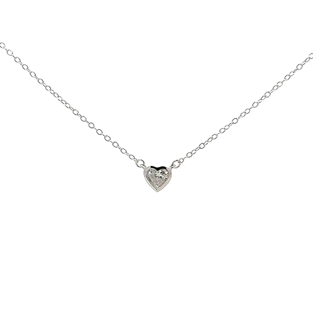 10K Lab Grown Diamond Bezel Set Necklace - Gold / Pear