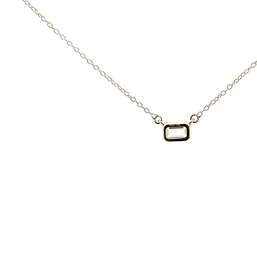 10K Lab Grown Diamond Bezel Set Necklace - Gold / Pear