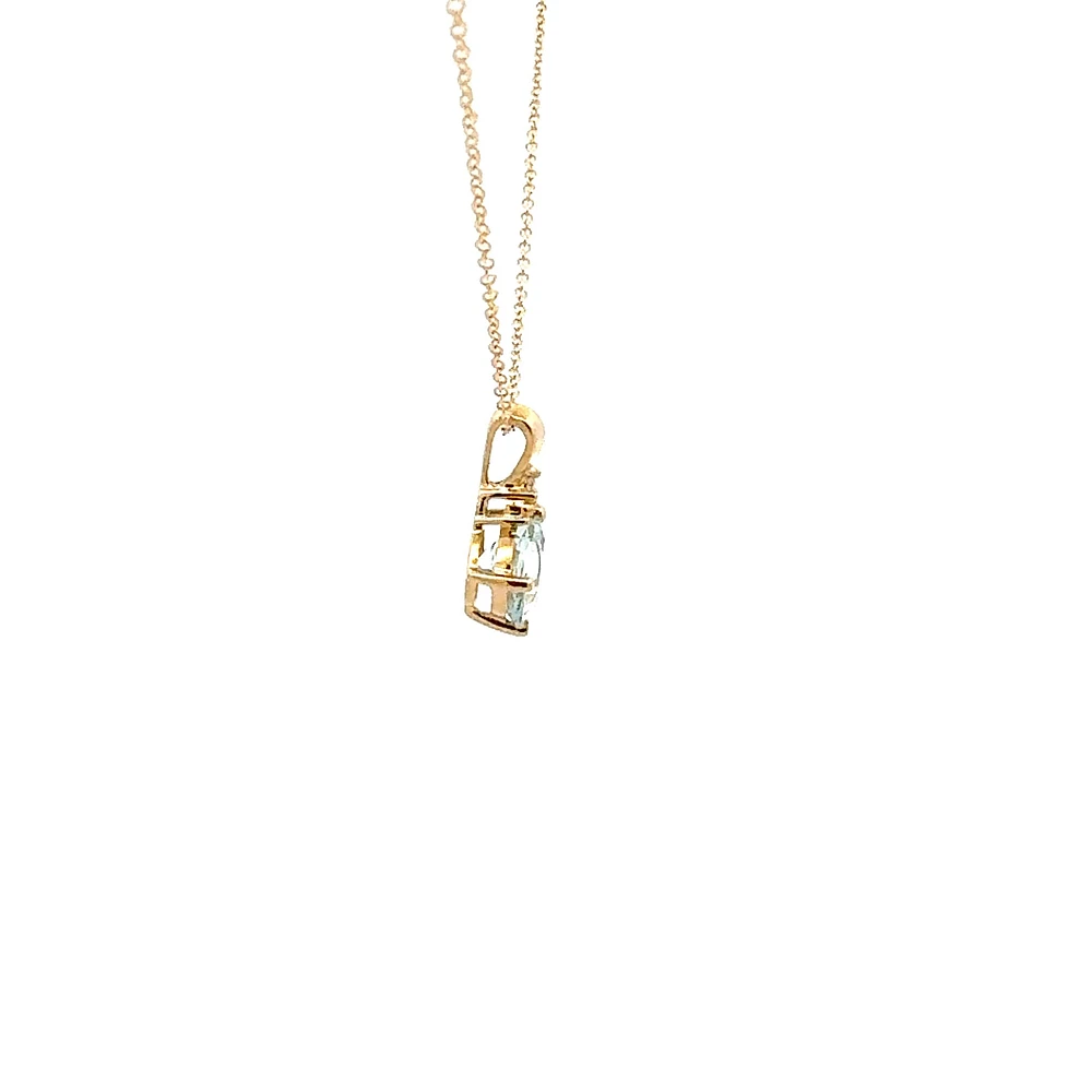 10K Gold Prong-set Aquamarine pendant with diamond accent - White gold