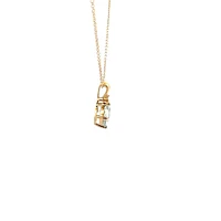 10K Gold Prong-set Aquamarine pendant with diamond accent - White gold