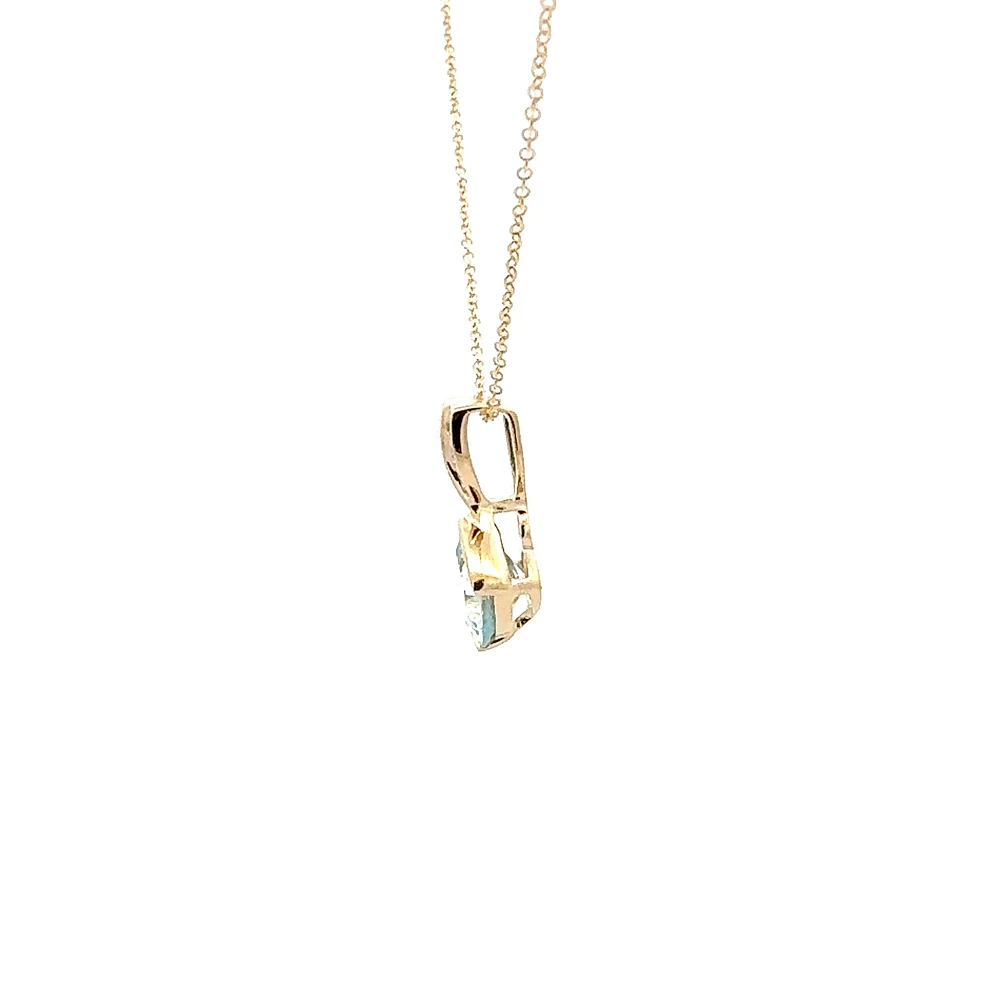 10K Gold Contemporary half-channel Aquamarine & Diamond pendant with chain - yellow gold