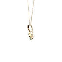10K Gold Contemporary half-channel Aquamarine & Diamond pendant with chain - yellow gold