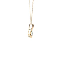 10K Gold Contemporary half-channel Aquamarine & Diamond pendant with chain - yellow gold